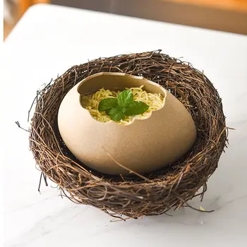 Керамическая чаша в форме яичной скорлупы, креативная птичье гнездо, миска для десерта, холодный напиток, миска для лапши быстрого приготовления в ресторане барбекю