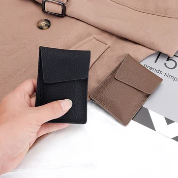 Кожаный чехол для карт из натуральной кожи с карманом для монет, держателями кредитных карт и удостоверений личности, тонкая сумка-бумажник для путешествий продолжительностью 5 секунд, выдвижной держатель