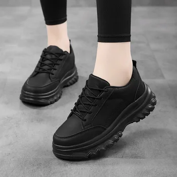 Кроссовки, женские светло-бежевые туфли на платформе, большие размеры 35-42, повседневные массивные черные кроссовки, женская модная вулканизированная обувь Zapatillas