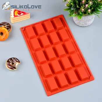 Маленькая квадратная силиконовая форма для шоколада с 20 отверстиями, прямоугольный инструмент для выпечки, домашняя форма для выпечки с пищевым антипригарным покрытием 