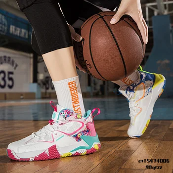 Мужская баскетбольная обувь, противоскользящие спортивные баскетбольные ботинки, дышащие уличные баскетбольные кроссовки, кроссовки желтого цвета