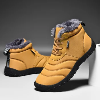Мужские зимние ботинки из плюша и толстой ткани, короткие хлопчатобумажные ботинки
