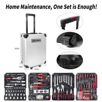  Набор инструментов 899 шт, общий набор ручных инструментов с набором инструментов для дома, ремонта автомобилей, серебристый 