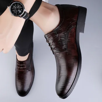 Новое поступление, Мужская Повседневная обувь в деловом стиле, 2023, Классические Мужские туфли на шнуровке для Свадьбы, Уличные Мужские Оксфорды из Натуральной Кожи, Обувь