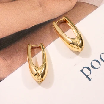 Новые гладкие массивные геометрические серьги-кольца для женщин, минималистичные маленькие серьги-обнимашки в виде большого круга, ювелирные изделия в стиле панк-хип-хоп