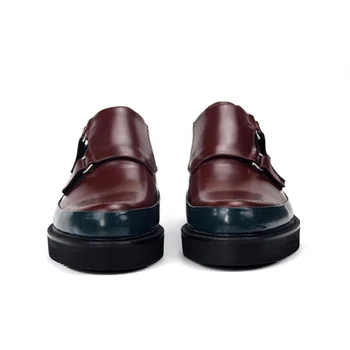 Новый дизайн мужских модельных туфель на толстой подошве, деловые туфли из натуральной кожи с острым носком и резьбой, мужские кожаные туфли 2C
