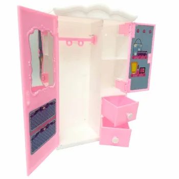 Официальный NK, 1 шт., аксессуары для кукол, Розовый гардероб, шкаф для куклы Барби, мебель Dreamhouse, Миниатюрный подарок, игрушки для детской спальни