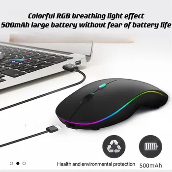 Перезаряжаемая Беспроводная Мышь Bluetooth с 2,4 ГГц USB RGB 1600 точек на дюйм Мышь для Компьютера Ноутбук Планшетный ПК Macbook Игровая Мышь Gamer