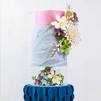 Подставка для торта Акриловый цилиндр Подставка для торта Круглый край торта для декоративного подноса для подачи торта в центре вечеринки по случаю Дня рождения