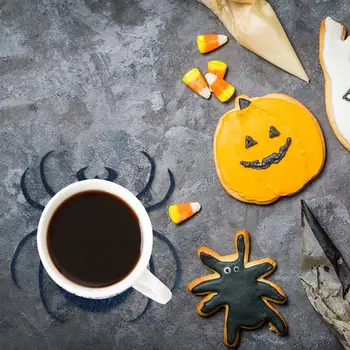 Подставки для Хэллоуина, 4 штуки, подставка для чашек-пауков, впитывающий влагу, предотвращающий образование водяных колец, коврик для чашек для напитков, кружек, готический столик для Хэллоуина