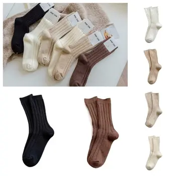 Полосатые кашемирово-шерстяные носки, повседневные японские однотонные термоноски, теплые полосатые носки для экипажа в стиле харадзюку
