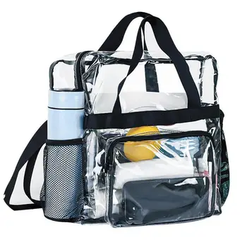 Прозрачная хозяйственная сумка, портативные пакеты для упаковки подарков из прозрачного мягкого ПВХ с петлей для рук, прозрачная пластиковая сумочка, косметичка