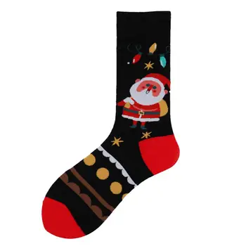 Рождественский подарочный чулок, рождественские носки с красочным принтом, мягкие теплые противоскользящие подарки Унисекс в средней части тубы с рисунком Санта-Снеговика 2