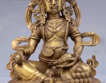 Тибетский буддизм Латунь Медь Желтый Джамбала Маммона Статуя Бога богатства Будды