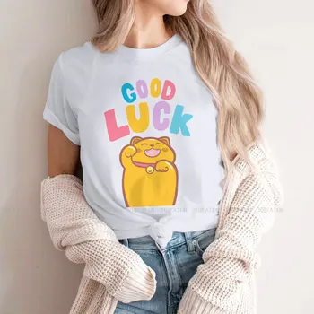 Футболка для девочек Lucky Cat, женские топы Good Luck, графические забавные футболки, женская футболка размера Оверсайз 4XL