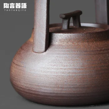 Чайник в японском стиле, ручная работа, ретро керамика, чайная церемония кунг-фу, портативная кофеварка, керамический чайник, чайный набор