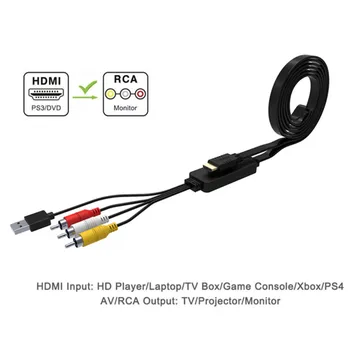 1080P HDMI-3 RCA AV аудио-видео Кабель Конвертер Кабель-адаптер для системы NTSC/PAL с USB-зарядкой для игрового плеера HD TV Box