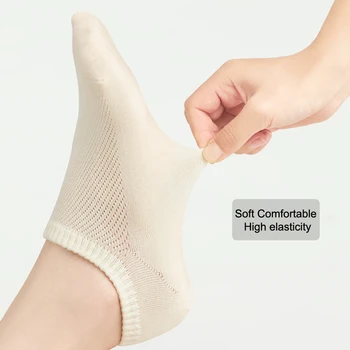 2 пары женских повседневных носков из хлопка с невидимой сеткой, Летние Нескользящие носки с глубоким вырезом на лодыжке, Короткие дышащие Тонкие Бактериостатические эластичные
