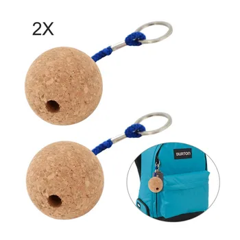 2шт Брелок с плавающим пробковым шариком для каяка, плавучая веревка 2 *50 мм, сине-черный деревянный брелок для ключей, принадлежности для каяка