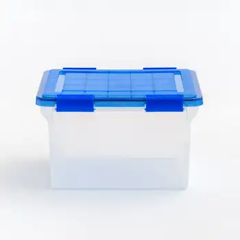 32-Литровая Прокладка WeatherPro ™ Прозрачный Пластиковый Ящик Для Хранения Юридических Файлов с Синей Крышкой, Гигрометр, Регулятор Влажности градусни