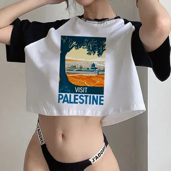 Palestine cyber y2k уличная одежда женский кроп-топ для хиппи kawai goth yk2 одежда для хиппи