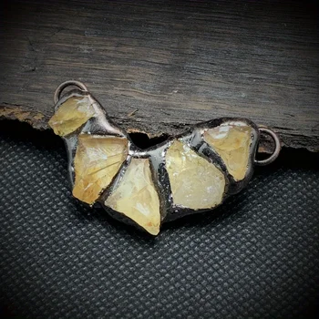 YEEVAA 1шт Винтажный кулон из натурального желтого кристалла аметиста с необработанным камнем для женского подарка своими руками (произвольной формы) Украшение на Хэллоуин