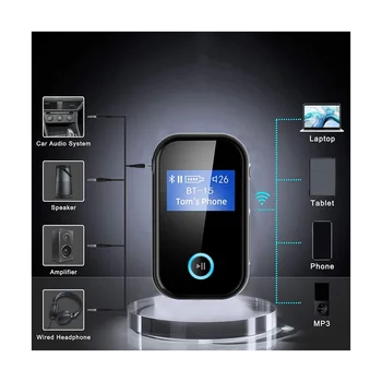Адаптер Bluetooth с экраном Автомобильный беспроводной приемник Bluetooth 5.0