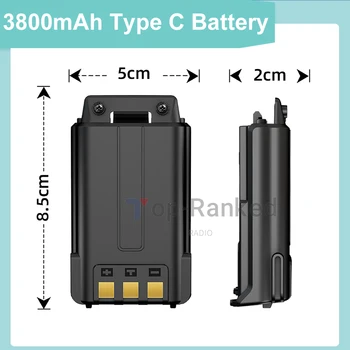 Батарея Baofeng UV-5R 3800mAh Более Толстая Оригинальная Увеличивающая USB C UV-5R BF-F8HP UV-5RE UV-5X3 Walkie Talkie Литий-ионная Расширенная Батарея