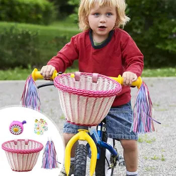 Детская велосипедная корзина для мальчиков и девочек, Передняя велосипедная корзина на руль, украшение велосипеда для малышей, детский велосипед для девочек