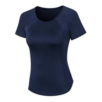Женская компрессионная футболка с коротким рукавом, быстросохнущая спортивная футболка, топ для занятий бегом, йогой, футболка для занятий в тренажерном зале