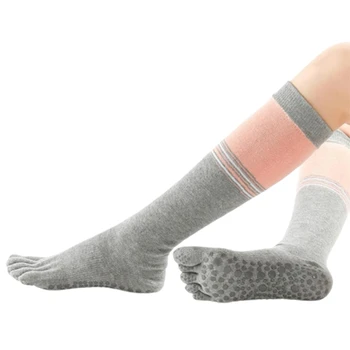 Женские нескользящие ручки до колена, носки для йоги с пятью разделителями пальцев, длинные чулки до икр, прямая поставка