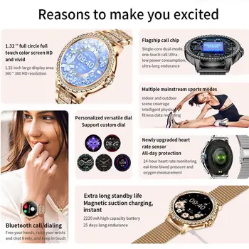 Женские умные часы, голосовой ассистент по вызову Bluetooth, здоровье, сон, мониторинг сердечного ритма, водонепроницаемые спортивные умные часы для женщин
