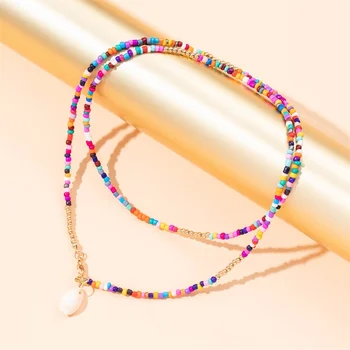 Женское ожерелье из цветочного бисера в стиле Y2K, богемное красочное короткое ожерелье-чокер с жемчугом, украшенное бисером, женские ювелирные изделия