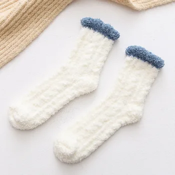 Зимние бархатные носки с закруткой из жареного теста, женские носки средней длины, коралловые бархатные носки, повседневные теплые носки для пола, полотенце для взрослых