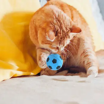 Игрушка с кошачьим мячом, Забавный Мягкий прочный Тренировочный футбольный мяч, игрушка для кошек, Интерактивный мяч, Игрушка для домашних кошек, упражнения для котенка, развлечения