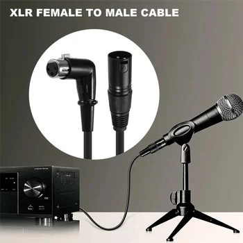 Кабель XLR Музыкальный Микрофон Штекер звукового кабеля под прямым углом Кабель XLR от женщины к мужчине 6 Футов