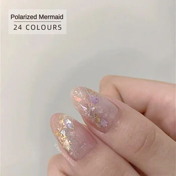 Клей для ногтей Модный цветной клей для фототерапии со вспышкой, лак для ногтей Aurora 24 цвета. Клей для ногтей Aurora, Блестящий клей, 3 года