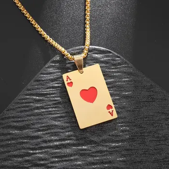 Крутое модное ожерелье с игральной картой Spades из нержавеющей стали, подходящее для мальчиков, индивидуальное украшение в стиле хип-хоп-рок, талисман на удачу