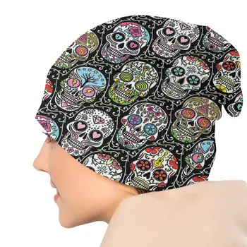 Мексиканский череп с рисунком хэви-метала 1960-х, панк-рок, музыкальная шляпа, пуловер, детские тонкие теплые мужские кепки из полиэстера