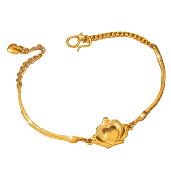 Модный роскошный женский браслет из искусственного золота 24 карат, однотонный, насыщенный цветами, универсальный свадебный браслет для девушки, подарок