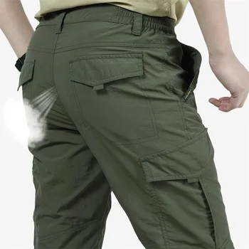 Мужские армейские брюки-карго в стиле милитари, летние Весенние повседневные Водонепроницаемые Дышащие быстросохнущие Тонкие брюки, джоггеры, Тактические рабочие брюки