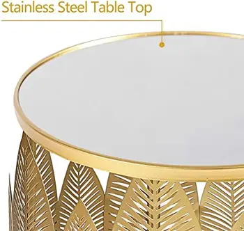 Набор из 2 столиков, журнальный столик с золотой вставкой, декоративные круглые тумбочки (столешница из нержавеющей стали)
