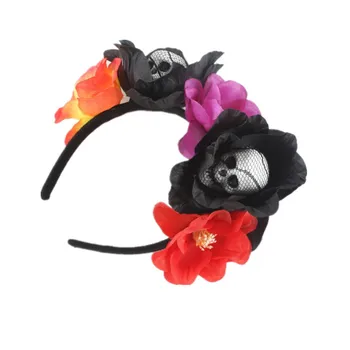 Новая цветочная повязка на голову на Хэллоуин, милые аксессуары для шаров с цветами, повязки для ролевых игр CinturóN De Cabello De Mujer
