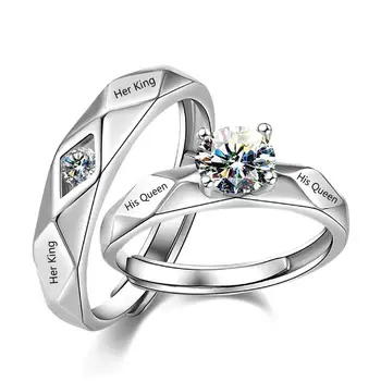 Новые кольца для пары с Его королевой, Ее Королем для партнера, Подарок на День Святого Валентина, Обручальное кольцо с кубическим цирконием для пары
