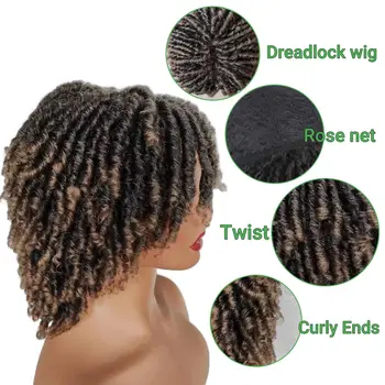 Парики для чернокожих женщин Афро Вьющиеся твист-парики Плетение Синтетический парик из термостойкого волокна Дышащие Искусственные Локоны Косы Парики для волос остроумие