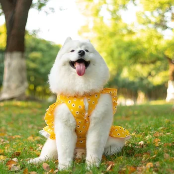 Платье для большой собаки с цветочным рисунком, милая летняя одежда для собак среднего размера, юбка для самоеда, Хаски, лабрадора, Золотистого ретривера, юбка для домашних животных