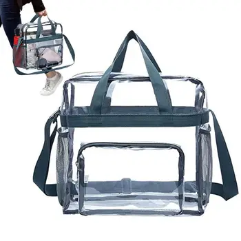 Прозрачная хозяйственная сумка, портативные пакеты для упаковки подарков из прозрачного мягкого ПВХ с петлей для рук, прозрачная пластиковая сумочка, косметичка