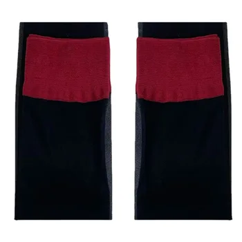 Противоскользящая красная отделка, Черные шелковые сексуальные модные чулки Pure Temptation с высокой трубкой до бедра JK