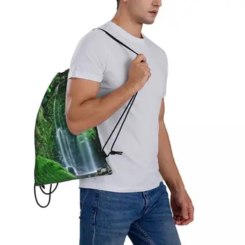 Рюкзак в готическом стиле Харадзюку с водопадом, сумки на шнурках с геометрическим рисунком, Отличная современная эстетика, Школьный кемпинг