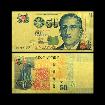 Сингапурские банкноты из золотой фольги 2, 5, 10, 50, 100, 1000 Банкнот 2001 года выпуска Памятные банкноты UNC Notes Craft Collection